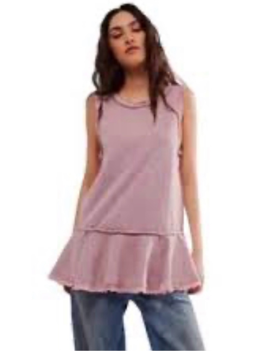 We The Free - Free People Sleeveless Ruffle-Hem Top in Dusty Rose